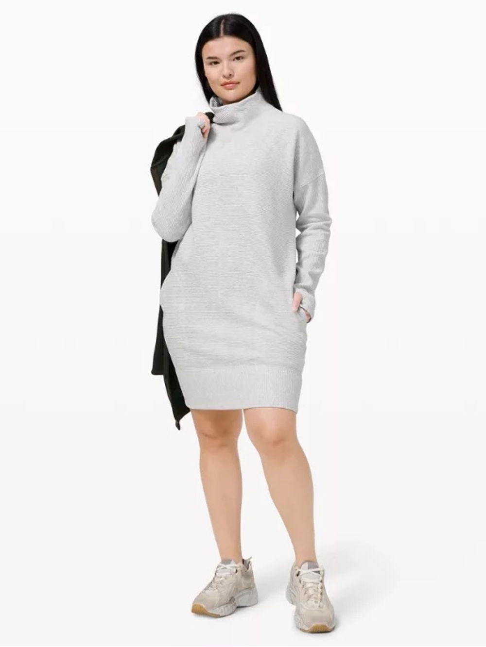 Lululemon Call for Cozy Grey Mock Neck Long Sleeve Sweater Dress / Tunic Size 6